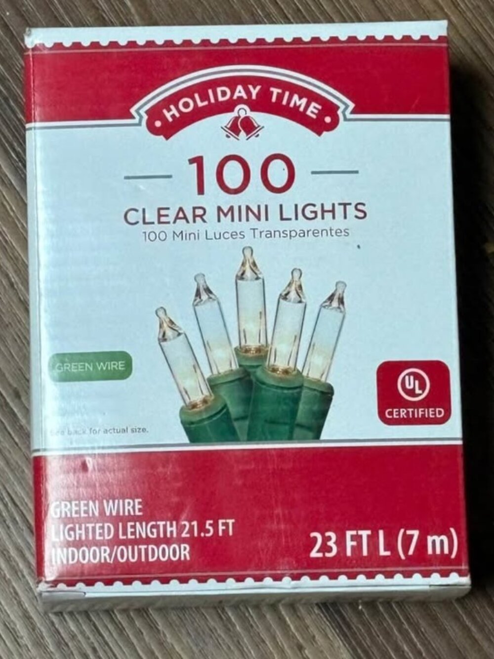 Holiday Time 100 Clear Mini Lights Green Wire 23 FT